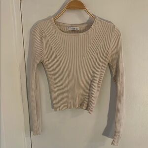 Stradivarius Beige Ribbed Top